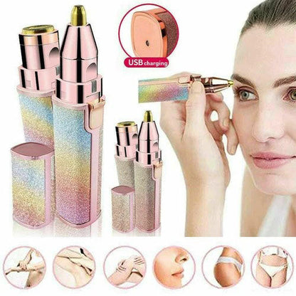 Rechargeable 2 in 1 Eyebrow and facial hair remover for girls and women amazing design attractive rainbow colour easy to fit in small pouch.( pack of 1)