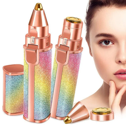 Rechargeable 2 in 1 Eyebrow and facial hair remover for girls and women amazing design attractive rainbow colour easy to fit in small pouch.( pack of 1)