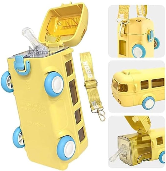 2-in-1 School Bus Toy Water Bottle (500ml) | BPA-Free & Leak-Proof, Toy water bottle with wheels, Leak-proof school water bottle, Creative kids' hydration