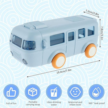 2-in-1 School Bus Toy Water Bottle (500ml) | BPA-Free & Leak-Proof, Toy water bottle with wheels, Leak-proof school water bottle, Creative kids' hydration