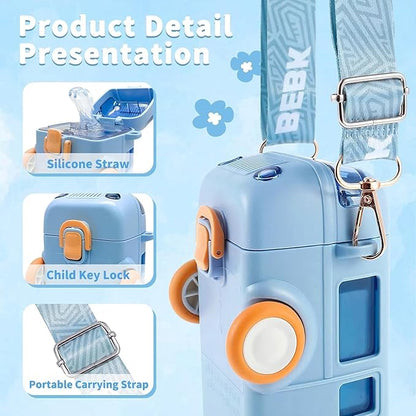 2-in-1 School Bus Toy Water Bottle (500ml) | BPA-Free & Leak-Proof, Toy water bottle with wheels, Leak-proof school water bottle, Creative kids' hydration