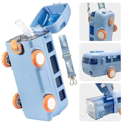 2-in-1 School Bus Toy Water Bottle (500ml) | BPA-Free & Leak-Proof, Toy water bottle with wheels, Leak-proof school water bottle, Creative kids' hydration
